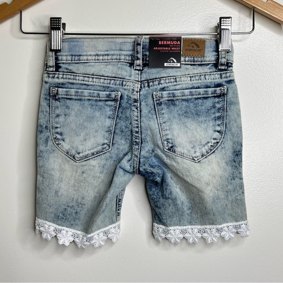 Jordache Bermuda Length Acid Wash Denim Jean Shorts Kids Size 5 New Floral - Picture 5 of 8